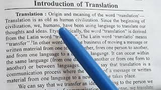 Translation meaning definition importance history renowned translators 4th semesterunit I [upl. by Nuawaj]