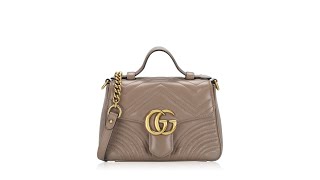 Gucci GG Marmont Matelasse Mini Top Handle Shoulder Bag Porcelain Rose [upl. by Ahseikan]