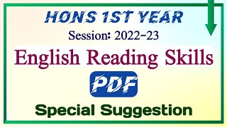 Hons 1st Year  English Reading Skills  Final Suggestion  Special Suggestion  PDF [upl. by Aleris]