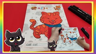 Pisik sekli rengleme 🐱Kedi boyama Cat Drawing coloring🥰azerbaycan drawing boyama cat kedi [upl. by Ninel]