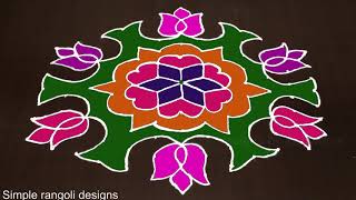 Friday Kolam and muggulu Sankranthi  Pongal Flower Rangoli Designs With 13 to 7 [upl. by Michey]