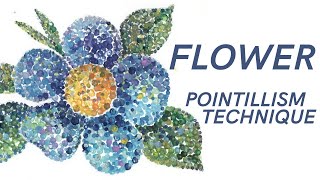 Flower  Pointillism Technique  IOTN  Speed Painting [upl. by Monto]