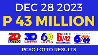 Lotto Result December 28 2023 9pm PCSO [upl. by Eisnil206]