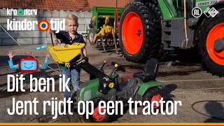 Jent rijdt op een tractor op de boerderij Kindertijd KRONCRV [upl. by Ayot]