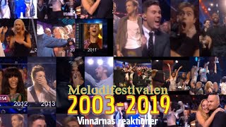 Melodifestivalen Vinnarnas Reaktioner 20032019 [upl. by Tennek]