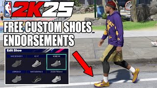 HOW TO UNLOCK FREE CUSTOM SHOES via ENDORSEMENTS IN NBA 2K25 [upl. by Peednama753]