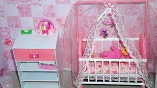 How to make a baby crib  cot part 2 for doll Monster High Barbie etc [upl. by Lail]