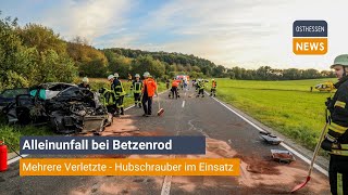 EITERFELD Alleinunfall bei Betzenrod  Mehrere Verletzte  Hubschrauber im Einsatz [upl. by Crescentia]