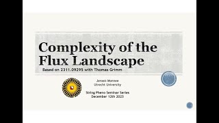 Jeroen Monnee  Complexity of the Flux Landscape [upl. by Nairim]