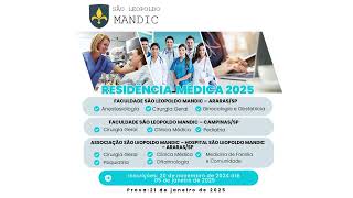 RESIDÊNCIA MÉDICA  2025 na FACULDADE SÃO LEOPOLDO MANDIC  CAMPINAS [upl. by Miquela]