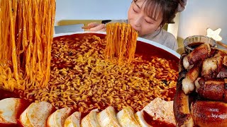 ASMR 순두부를 불닭볶음탕에 넣어도 맛있네요😲 대창 라면 리얼먹방  🔥 Spicy ramen with soft tofu  a large intestine MUKBANG [upl. by Carolus]