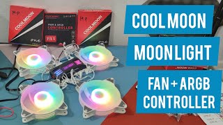 CoolMoon Moonlight One White Fan  Controller ARGB  Review [upl. by Annoled]