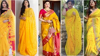 গায়ে হলুদের শাড়িgaye holud saree collectionhaldi special saree yellow saree collection [upl. by Rimaj628]