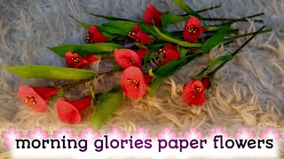 Morning glories flowers from crepe Paper sajitian crepepapercraft morningglory flowers [upl. by Kcirddot73]