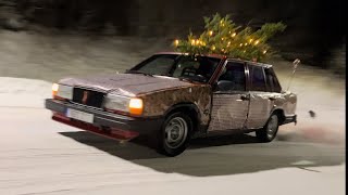 Santa’s New Sleigh  Swedish Winter Drift Volvo 740 4k [upl. by Ursal]