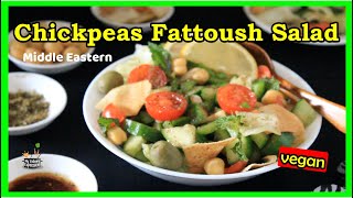 Lebanese Fattoush Chickpeas Salad  Easy Fattoush Salad Recipe with Chickpeas [upl. by Nauqet]