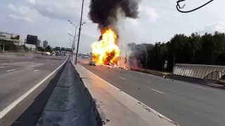 Big Explosion on russian Highway [upl. by Yllac]