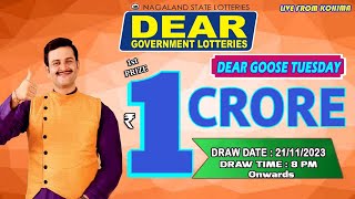 DEAR LOTTERY LIVE 8PM DRAW 21112023  NAGALAND STATE LOTTERY SAMBAD [upl. by Cita]