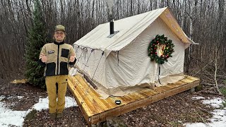 Hot Tent Overnight Camping  Christmas Special [upl. by Hartmann]