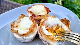 QUICK EGG CUPS WITH BACON AND CHEESE Carnivore Breakfast Recipe Keto Egg Muffins [upl. by Yssirk]