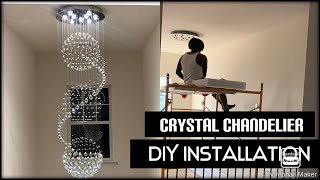 Modern Crystal Chandelier  DIY Installation [upl. by Annoved368]