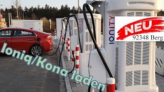 Hyundai Ioniq Kona Elektro laden Ionity 350 KW live [upl. by Luo4]