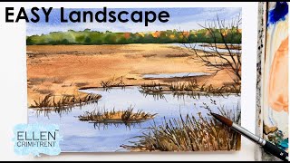 EASY watercolor Landscape for beginners [upl. by Leonore170]