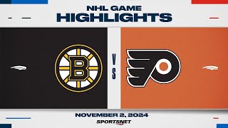 NHL Highlights  Bruins vs Flyers  November 2 2024 [upl. by Anyrtak]