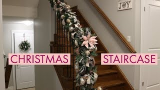 DIY Christmas Garland For BanisterHow To Decorate Christmas Staircase [upl. by Handal]