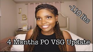 4 Months Post Op VSG Update 110 Pounds Down [upl. by Yklam]