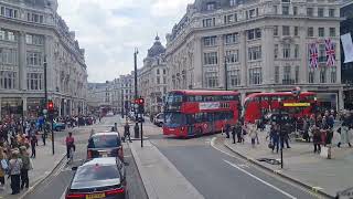 Iconic red bus ride from Marylebone to Picadilly Circus on the 453 to Deptford Bridge in London [upl. by Conway]