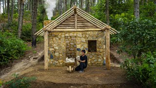 Build a Cozy Bushcraft House Using Scraps Wooden Wheelbarrows Catch and Cook in the Wild [upl. by Cudlip985]