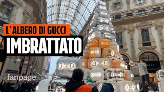 Albero di Gucci imbrattato da Ultima Generazione quotNo al lusso sì ai fondi per l’ambiente” [upl. by Liartnod360]