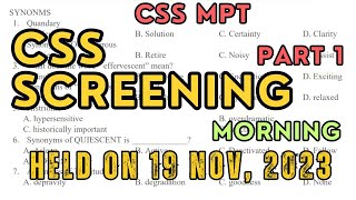 CSS 2023 Screening paper part 1  CSS 2023 MPT paper held on 19 November 2023  CSS 2024 MPT [upl. by Rediah]