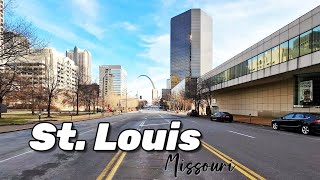 St Louis Walking Tour  downtown St louis Missouri walking downtown St louis  4K  2023 [upl. by Karna681]