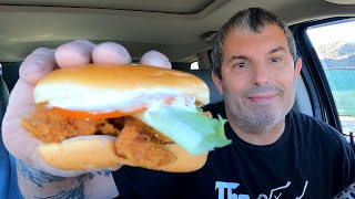 wendys NEW spicy chicken sammie food review [upl. by Yesrej]