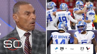 quotLions are best team everquot  Herm Edwards reacts Jared Goff 2 TDs to beat C J Stroud Texans 2623 [upl. by Nairdad]