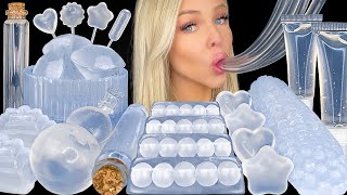 ASMR CLEAR FOOD MUKBANG LYCHEE JELLY EDIBLE LIP GLOSS SPRITE SODA PIPETTE CLEAR NOODLES 먹방 [upl. by Anivlac]