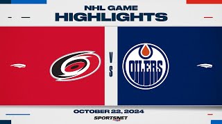 NHL Highlights  Hurricanes vs Oilers  October 22 2024 [upl. by Eilraep715]