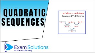 Quadratic sequences  GCSE Maths Level 79  ExamSolutions [upl. by Pascia639]