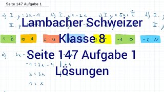 LGS mit Gleichsetzungsverfahren lösen  Lambacher Schweizer Mathe 8 NRW G9 Seite 147 Aufgabe 1 [upl. by Calen]