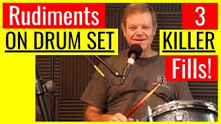 Rudiments On Drum Set  3 Killer Fills😀 [upl. by Penrod]