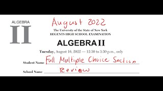 Algebra 2 Regents Review August 2022 Part A [upl. by Gibeon]