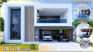 Modern House Design  Box Type House  12m x 17m with 5 Bedrooms [upl. by Swift]