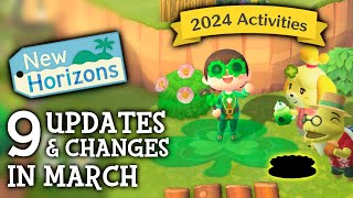 9 UPDATES amp CHANGES in March 2024 New Activities  Animal Crossing New Horizons [upl. by Nyllewell]