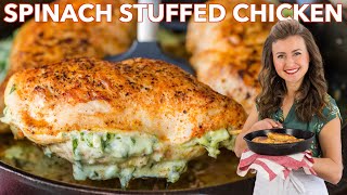 Cheesy Spinach Stuffed Chicken Breasts [upl. by Olimac]