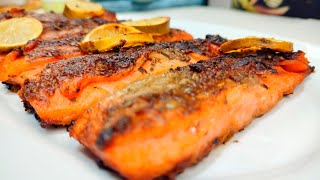 Lemon Butter Garlic Salmon Fish Recipe By Europe and Food [upl. by Ten]