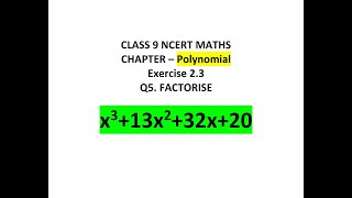 CLASS 9 CHAPTER POLYNOMIAL  EXERCISE 23 Q5 iii Factorise x312x32x20 [upl. by Esnohpla947]