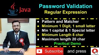 Java Password Validation using Regular Expression  Pattern and Matcher  Practical Demo [upl. by Eusassilem]