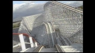 Retro Colossus Roller Coaster POV Six Flags Magic Mountain 1980s Wooden Rollercoaster [upl. by Aymik681]